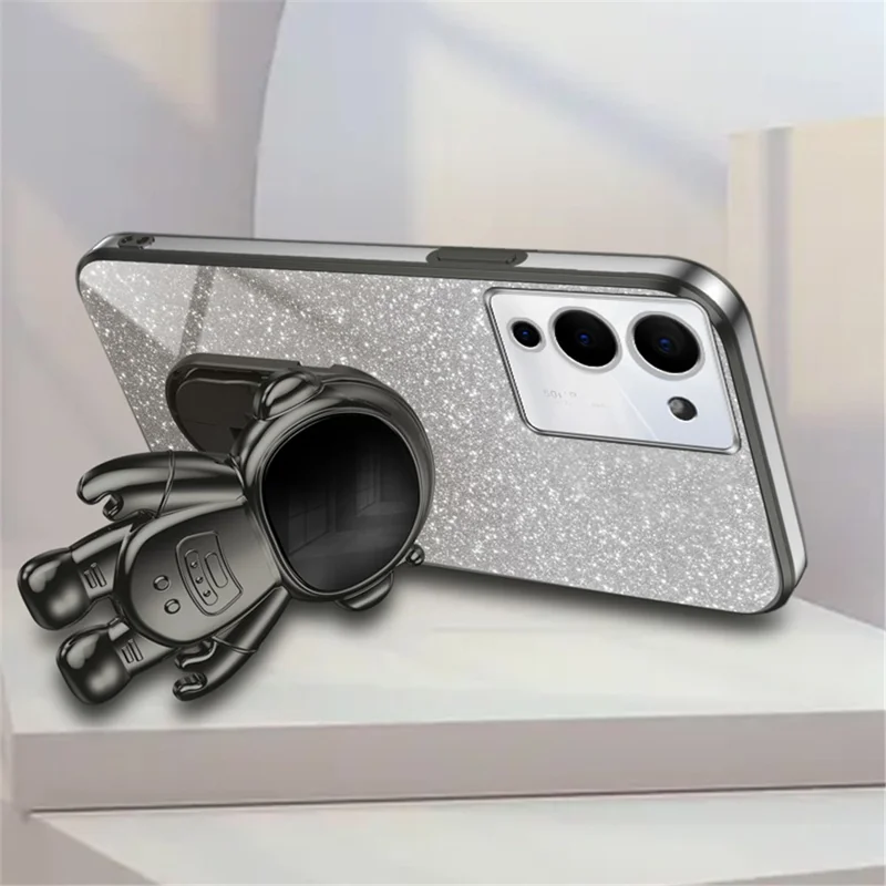 For Infinix Note 12 G96 4G Kickstand PC+TPU Case Electroplating Anti-Fall Phone Shell - Black