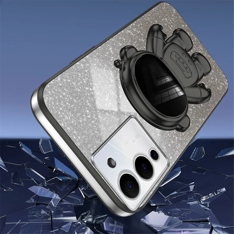 For Infinix Note 12 G96 4G Kickstand PC+TPU Case Electroplating Anti-Fall Phone Shell - Black