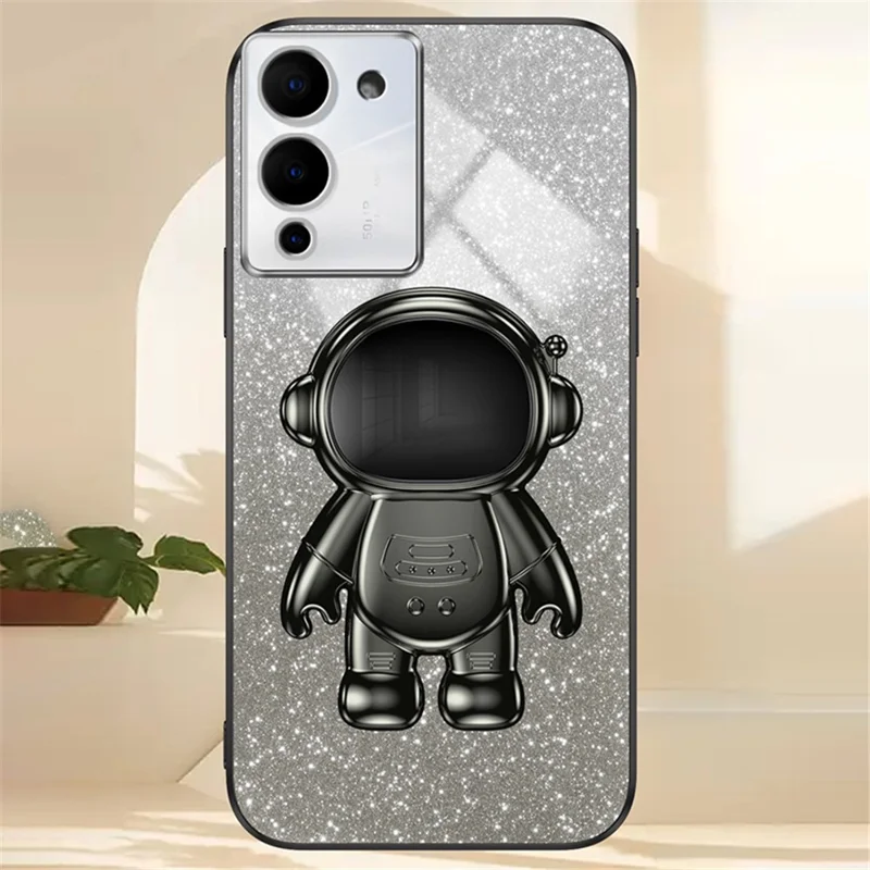 For Infinix Note 12 G96 4G Kickstand PC+TPU Case Electroplating Anti-Fall Phone Shell - Black