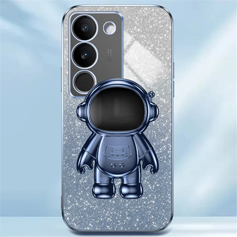 Slim-Fit Phone Case for vivo S17 Pro 5G / S17 5G Anti-Scratch Phone Shell Kickstand PC+TPU Cover - Blue