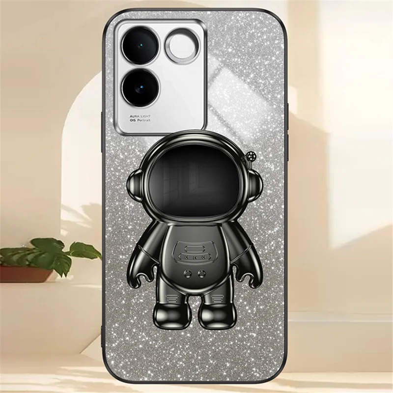 Cell Phone Case for vivo S17e 5G Astronaut Kickstand Hard PC+Soft TPU Cover Phone Shell - Black