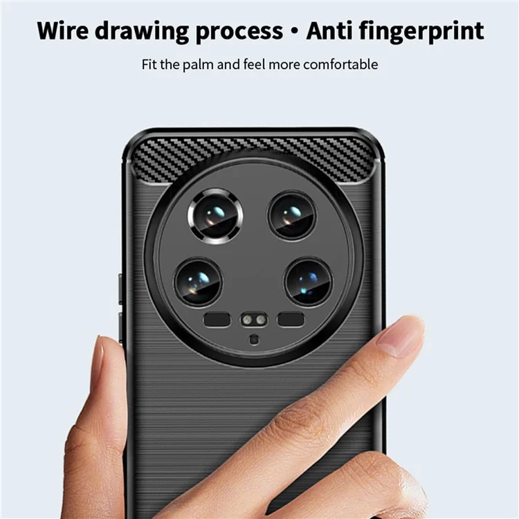 MOFI JK TPU Series-1 Per Xiaomi 14 Ultra TPU Case Protettiva Copertina di Texture in Fibra di Carbonio - Nero