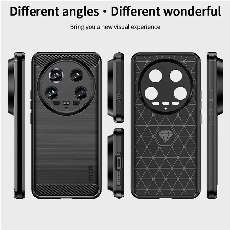 MOFI JK TPU Series-1 For Xiaomi 14 Ultra TPU Case Protective Phone Cover Carbon Fiber Texture - Black