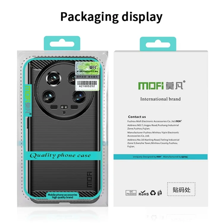 MOFI JK TPU Series-1 Для Xiaomi 14 Ultra TPU Чехол Защитный Чехол для телефона с текстурой углеродного волокна - Черный