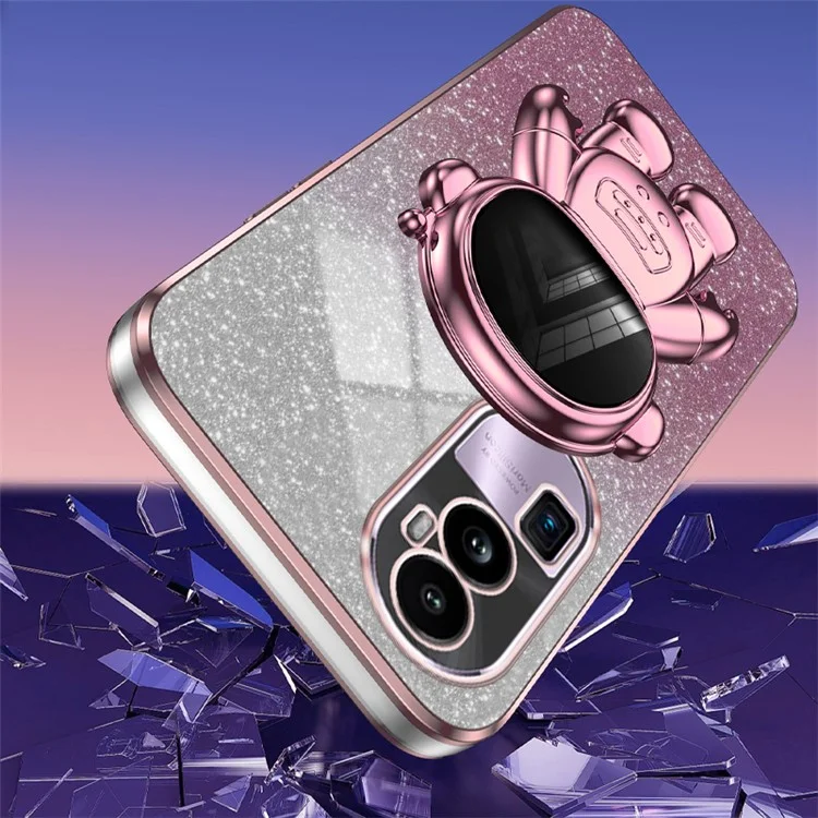 For Oppo Reno10 Pro+ 5G PC+TPU Case Phone Shell Slim-Fit Kickstand Electroplating Cover - Pink