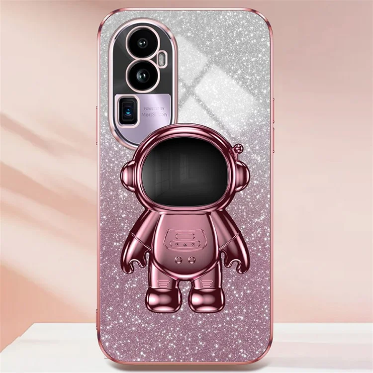 For Oppo Reno10 Pro+ 5G PC+TPU Case Phone Shell Slim-Fit Kickstand Electroplating Cover - Pink