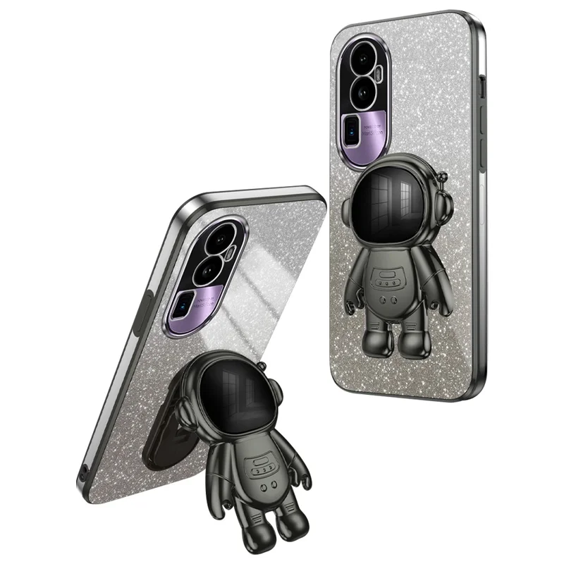 لـ Oppo Reno10 Pro+ 5G غطاء هاتف من مادة البولي كربونات وTPU، غطاء رفيع بمسند ومطلي - أسود