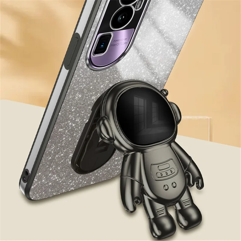 لـ Oppo Reno10 Pro+ 5G غطاء هاتف من مادة البولي كربونات وTPU، غطاء رفيع بمسند ومطلي - أسود