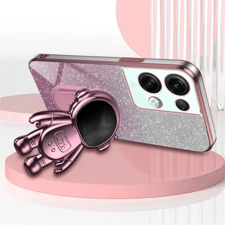 For Oppo Reno8 Pro+ 5G (Global Version) Cases Kickstand PC+TPU Shell Electroplating Phone Protector - Pink