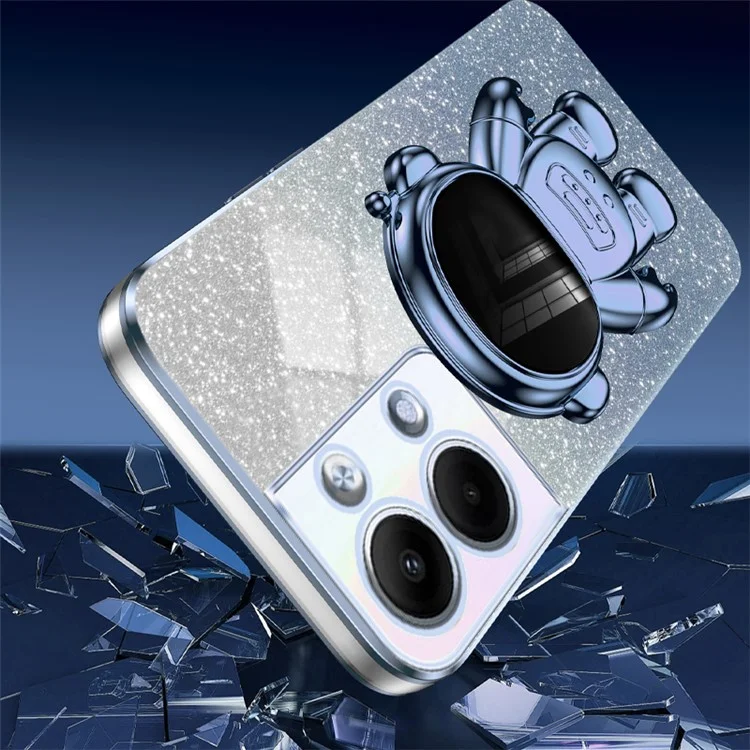 Per Oppo Reno9 Pro 5G / Reno9 5G Custodia per telefono con supporto PC+TPU Decorazione astronauta Guscio con elettrodeposizione - Blu