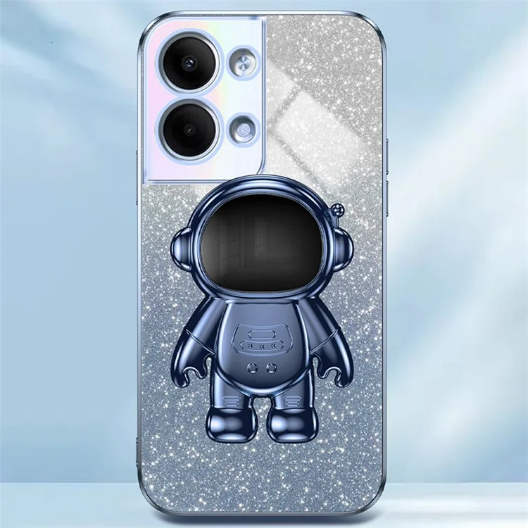 Per Oppo Reno9 Pro 5G / Reno9 5G Custodia per telefono con supporto PC+TPU Decorazione astronauta Guscio con elettrodeposizione - Blu