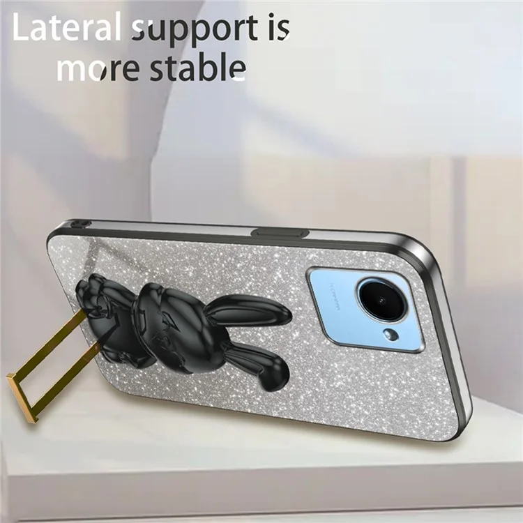 Per Realme C30s 4G / C30 4G Phone Protective Case Cartoon Rabbit Cover con Supporto - Nero