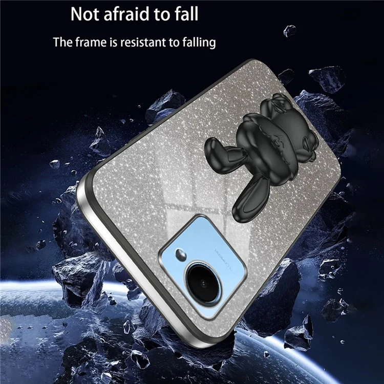Per Realme C30s 4G / C30 4G Phone Protective Case Cartoon Rabbit Cover con Supporto - Nero