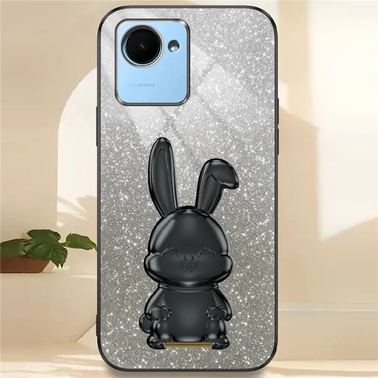Per Realme C30s 4G / C30 4G Phone Protective Case Cartoon Rabbit Cover con Supporto - Nero