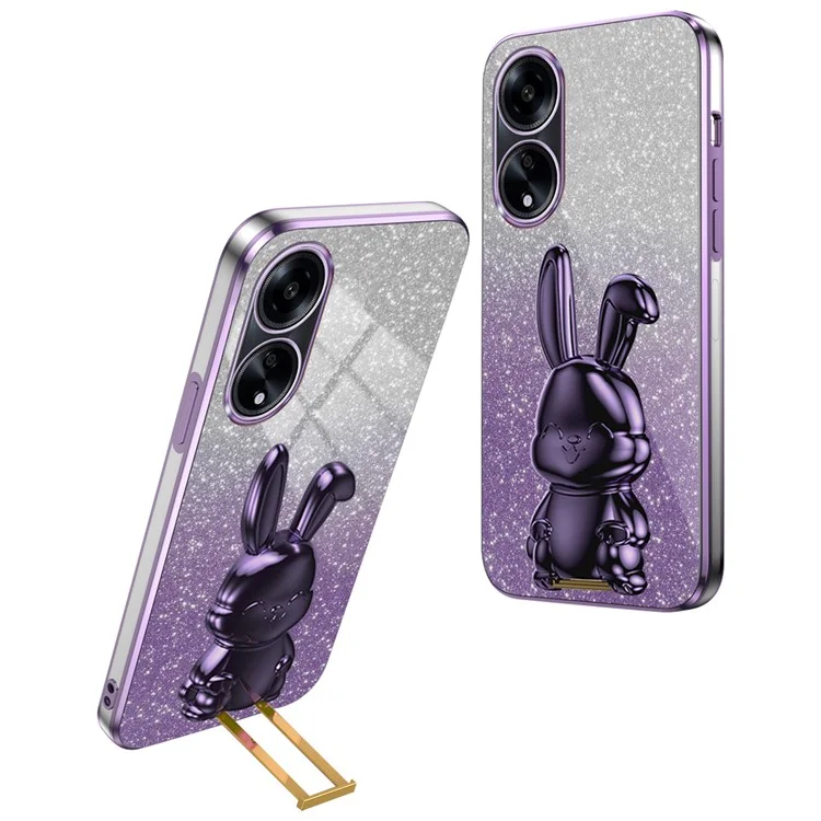 Für Oppo A1 5G / A98 5G / F23 5G / A58 4G Handyhülle Kaninchen-Design PC+TPU Ständer-Abdeckung - Lila