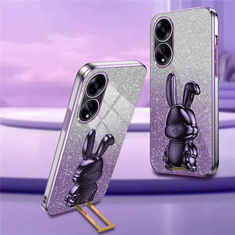 Für Oppo A1 5G / A98 5G / F23 5G / A58 4G Handyhülle Kaninchen-Design PC+TPU Ständer-Abdeckung - Lila