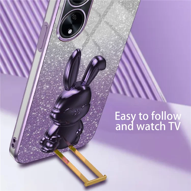 Für Oppo A1 5G / A98 5G / F23 5G / A58 4G Handyhülle Kaninchen-Design PC+TPU Ständer-Abdeckung - Lila