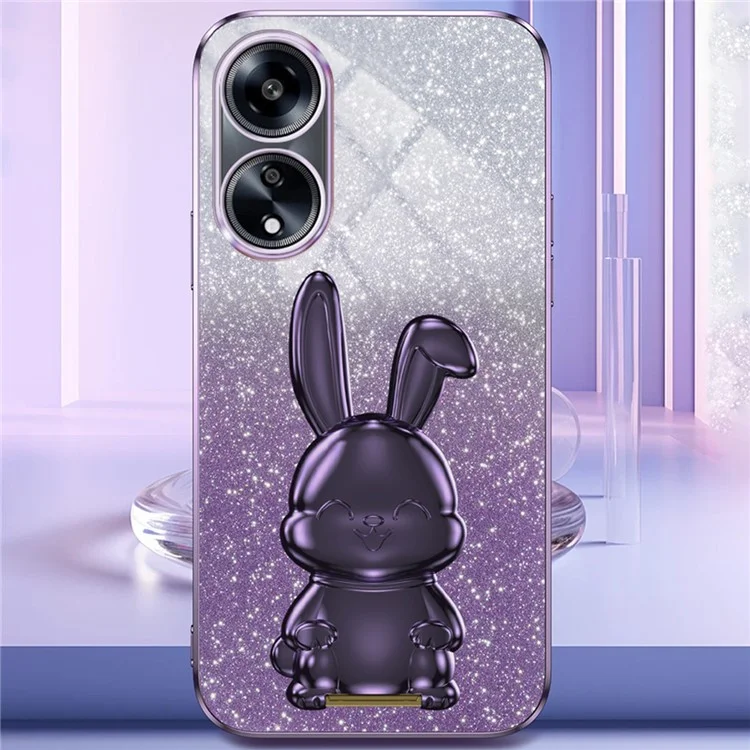 Für Oppo A1 5G / A98 5G / F23 5G / A58 4G Handyhülle Kaninchen-Design PC+TPU Ständer-Abdeckung - Lila
