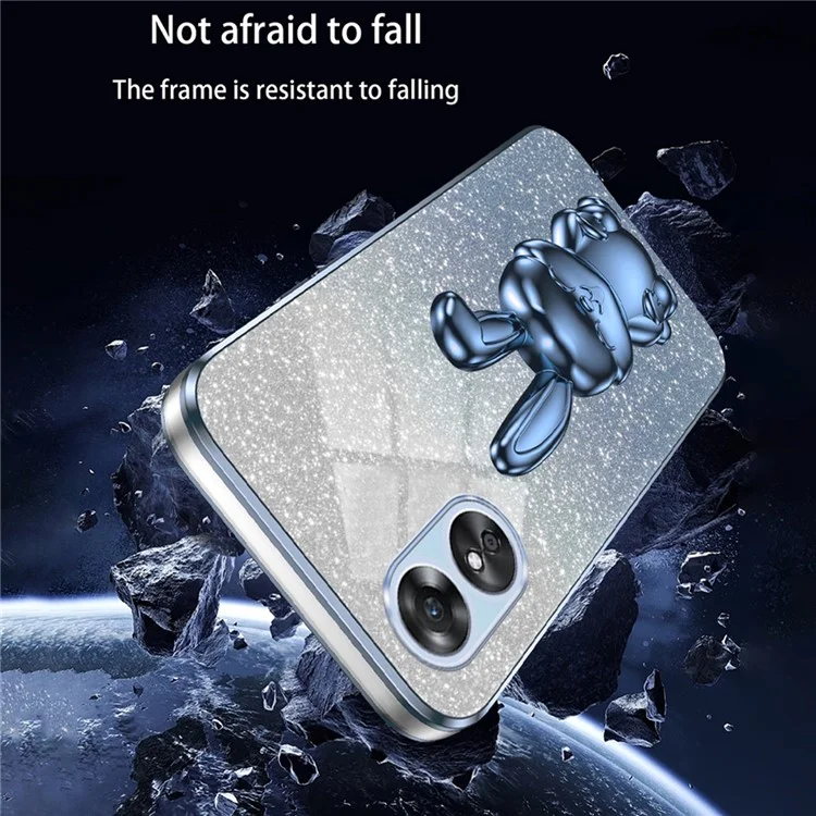 Для Oppo A17 4G Мобильный телефон Чехол с дизайном кролика PC+TPU Чехол с подставкой - Синий