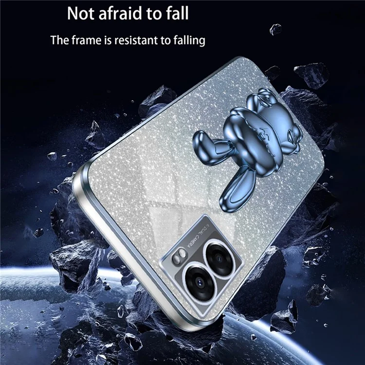 Para Oppo A57 (2022) 5G / A77 5G / Realme Q5i / Realme V23 5G Funda de teléfono móvil con conejo de PC+TPU con soporte - Azul