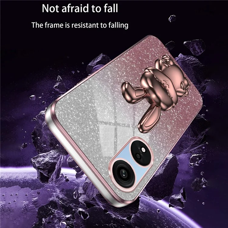 Für Oppo A1 Pro 5G / Reno8 T 5G Electroplating Handy-Hülle mit Ständer - Kaninchen PC+TPU - Pink