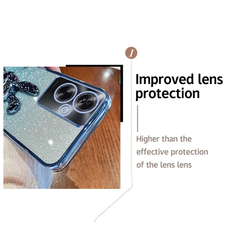 For Oppo A2 5G / A79 5G Cellphone Case Rabbit Design Electroplated PC+TPU Kickstand Cover - Black