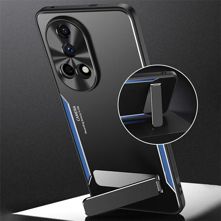 Para Huawei nova 12 5G Funda con Soporte Aleación de Aluminio + TPU Funda Protectora Resistente a Golpes - Azul