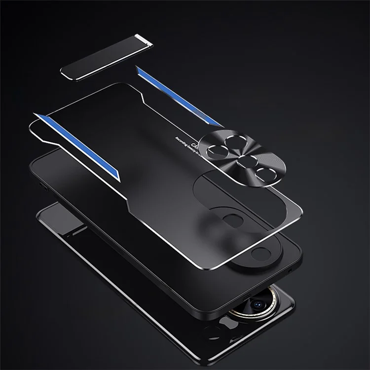 Para Huawei nova 12 5G Funda con Soporte Aleación de Aluminio + TPU Funda Protectora Resistente a Golpes - Azul