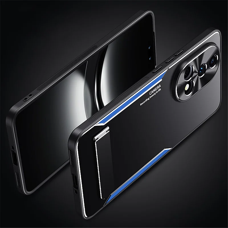 Per Huawei nova 12 Ultra 5G / nova 12 Pro 5G Custodia Lega di Alluminio + TPU Stand Telefono Cover - Oro