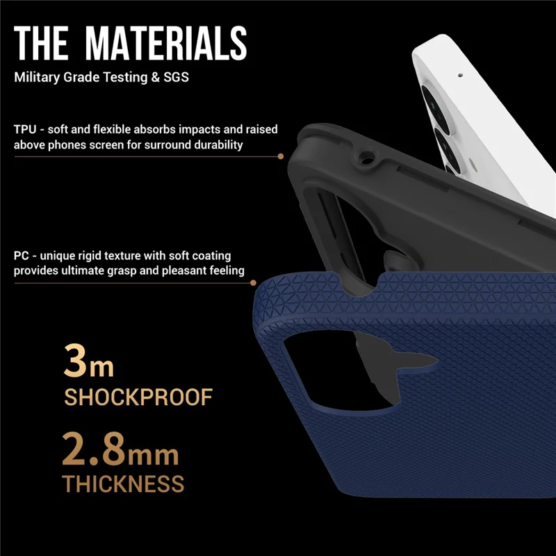 Phone Case for Samsung Galaxy A55 5G Shell Drop-resistant TPU+PC Back Cover - Navy Blue