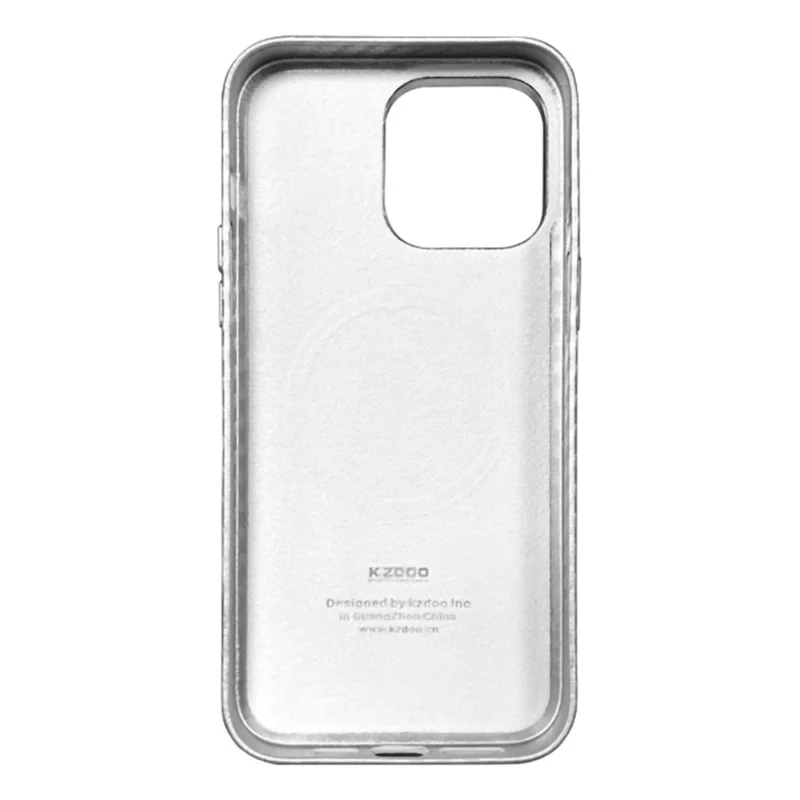 KZDOO For iPhone 15 Pro Magnetic Case Carbon Fiber Texture Leather+PC Phone Cover - Carbon Gold