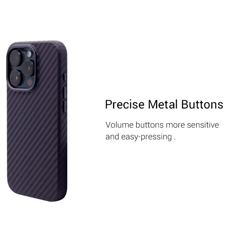 KZDOO Per iPhone 15 Pro Custodia Magnetica in Fibra di Carbonio Texture Pelle+PC - Argento Carbonio