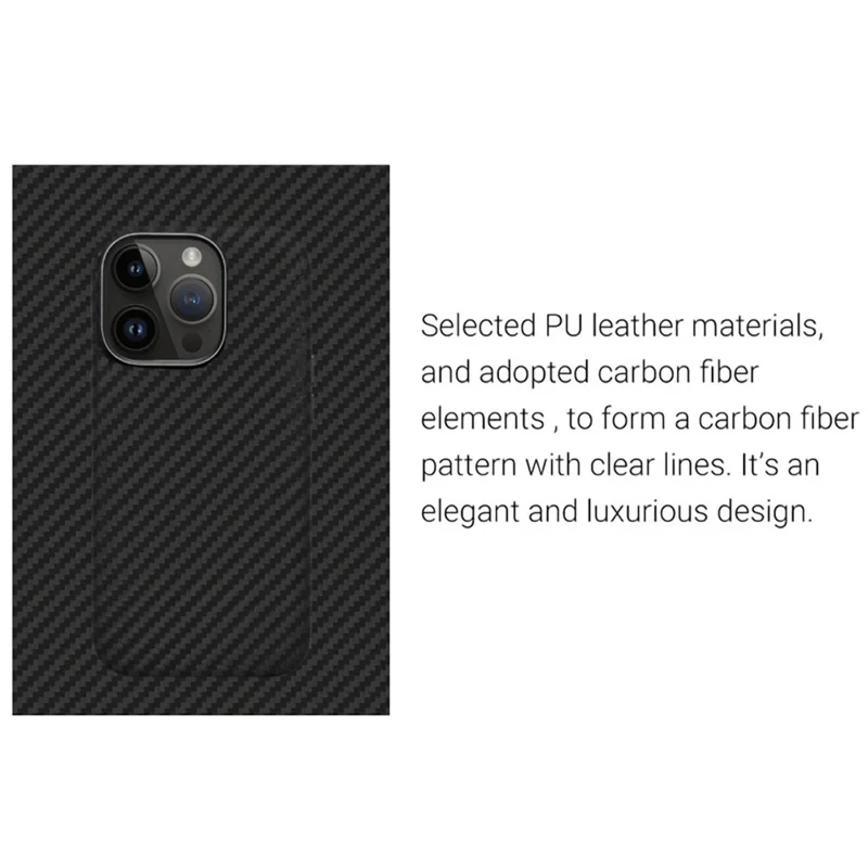 KZDOO Per iPhone 15 Pro Custodia Magnetica in Fibra di Carbonio Texture Pelle+PC - Argento Carbonio