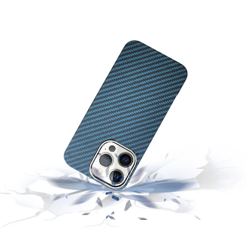 KZDOO For iPhone 15 Pro Cell Phone Case Aramid Fiber Slim-Fit Back Shell - Blue