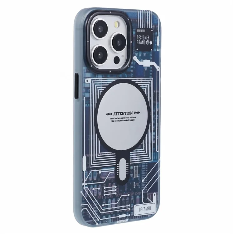 Магнитный чехол для iPhone 15 Pro Max серии MLY, TPU+Acrylic, Funny Creative Circuit Board
