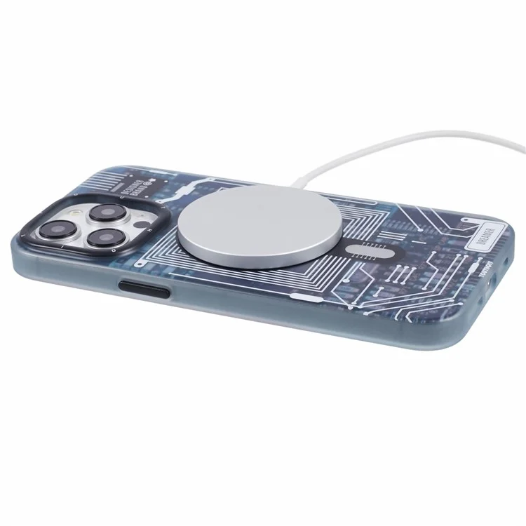 Магнитный чехол для iPhone 15 Pro Max серии MLY, TPU+Acrylic, Funny Creative Circuit Board