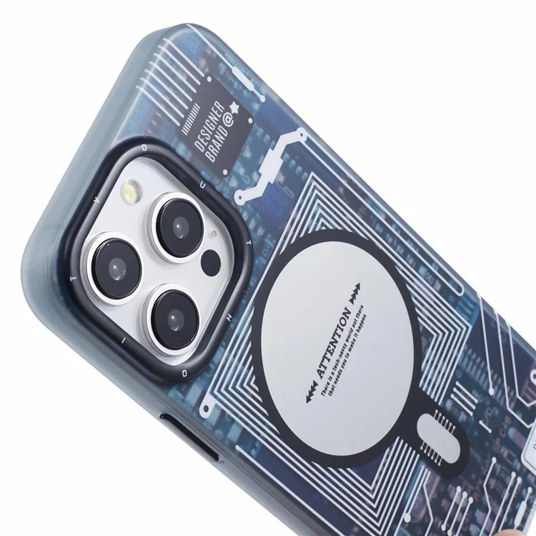 Магнитный чехол для iPhone 15 Pro Max серии MLY, TPU+Acrylic, Funny Creative Circuit Board