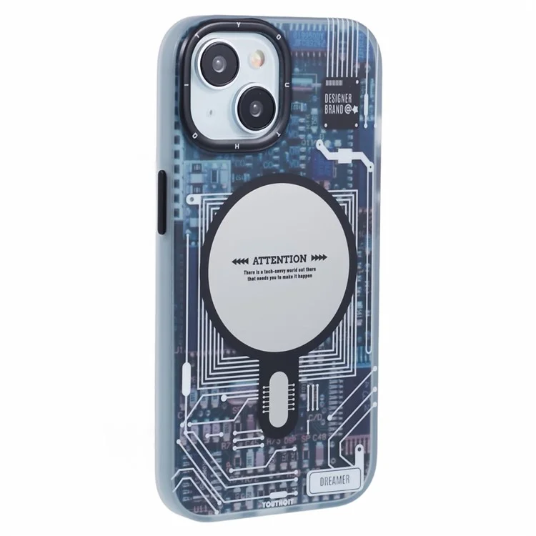 Étui pour iPhone 13 de la série MLY, conception de circuit imprimé en TPU+acrylique, compatible avec MagSafe