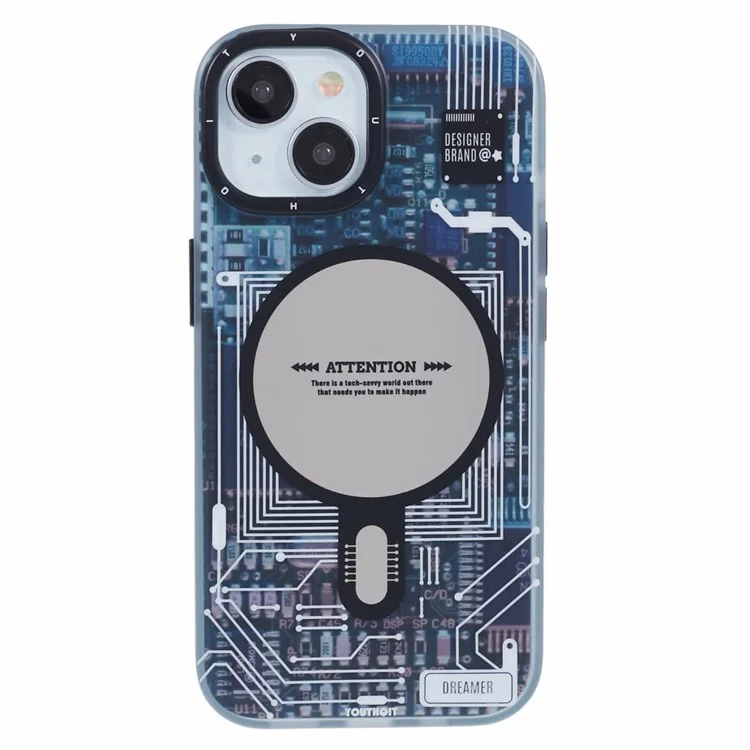 Étui pour iPhone 13 de la série MLY, conception de circuit imprimé en TPU+acrylique, compatible avec MagSafe
