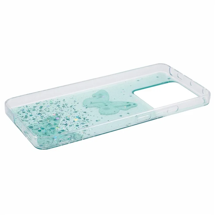 Serie AW para Xiaomi Redmi Note 13 Pro 5G / Poco X6 5G Funda TPU+PVC Patrón de Mariposa Cubierta de Teléfono - Verde