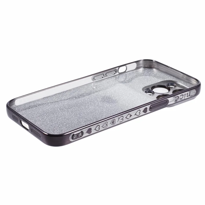 Coque pour iPhone 14 Pro Max Gradient Glitter TPU Cover Electroplating Edge - Noir