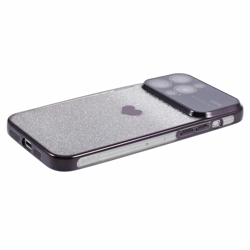 Coque pour iPhone 14 Pro Max Gradient Glitter TPU Cover Electroplating Edge - Noir