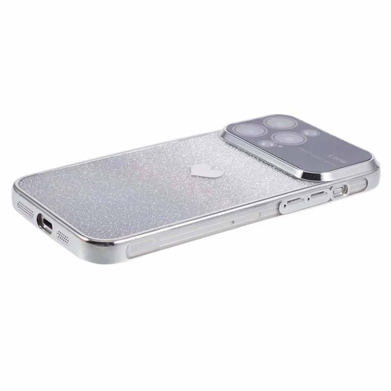 For iPhone 15 Pro Max Case Electroplating Edge TPU Shiny Phone Cover - Silver