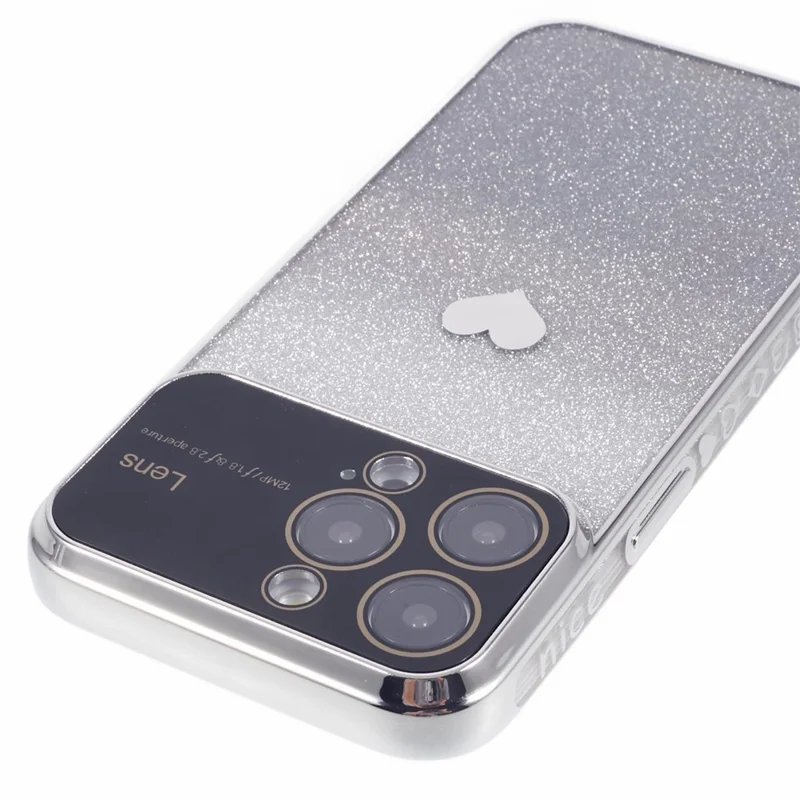 For iPhone 15 Pro Max Case Electroplating Edge TPU Shiny Phone Cover - Silver