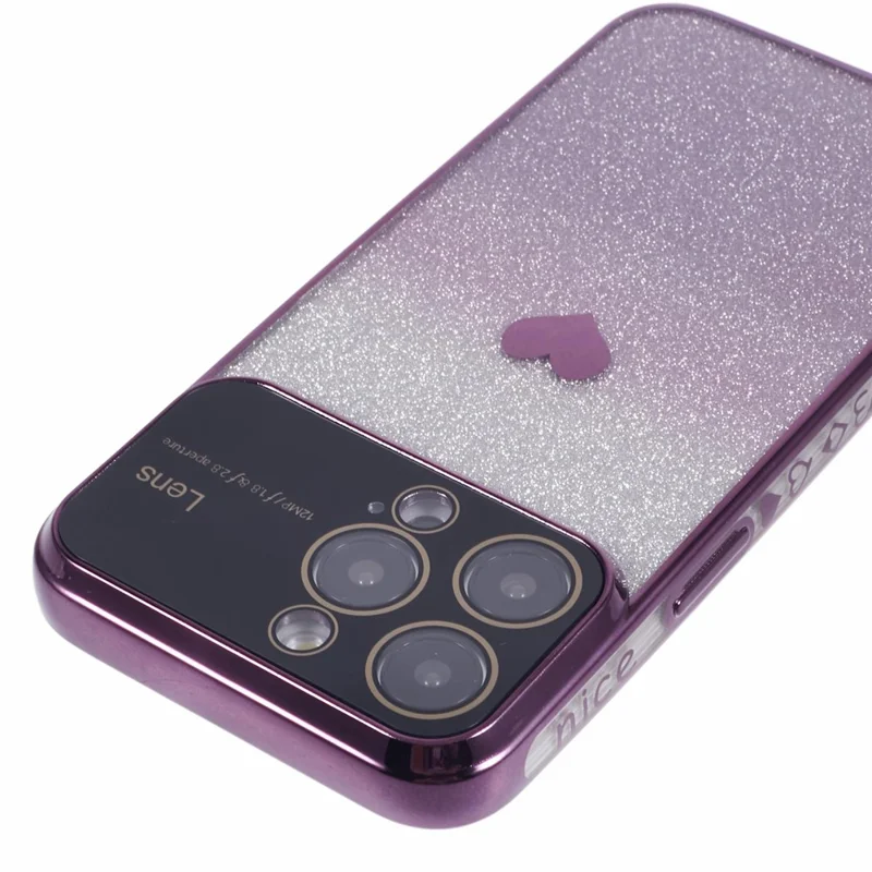 For iPhone 15 Pro Max Case Electroplating Edge TPU Shiny Phone Cover - Dark Purple