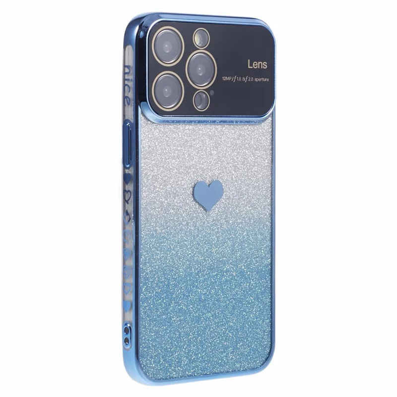 For iPhone 15 Pro Max Case Electroplating Edge TPU Shiny Phone Cover - Blue