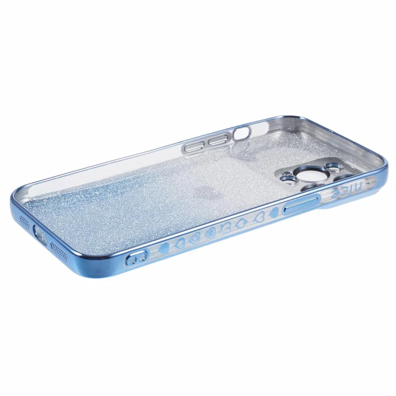 For iPhone 15 Pro Max Case Electroplating Edge TPU Shiny Phone Cover - Blue