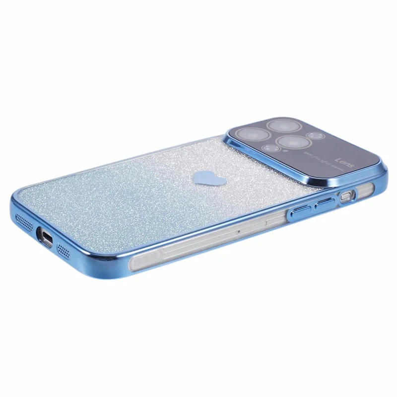 For iPhone 15 Pro Max Case Electroplating Edge TPU Shiny Phone Cover - Blue