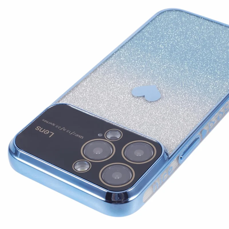 For iPhone 15 Pro Max Case Electroplating Edge TPU Shiny Phone Cover - Blue