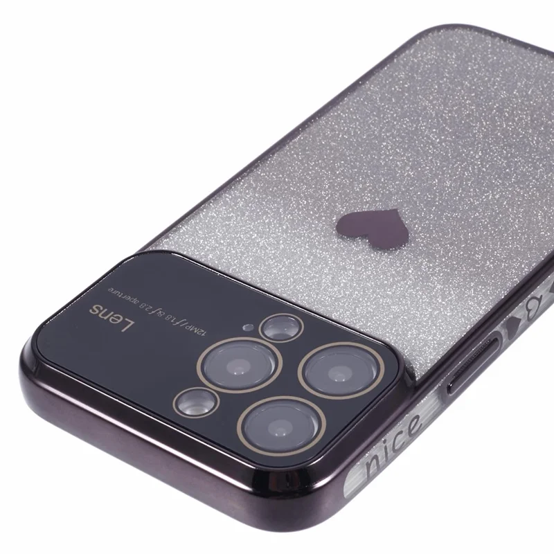 Für iPhone 15 Pro Gradient Phone Case Heart Pattern Soft TPU Back Cover - Schwarz